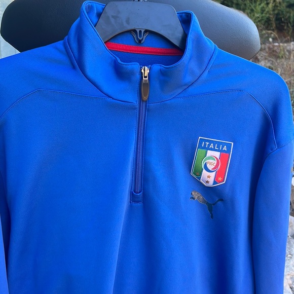 FIGC Italia 1/4 zip Soccer Oversized Long Sleeve Pullover Puma Jersey Hi Collar - Picture 2 of 14